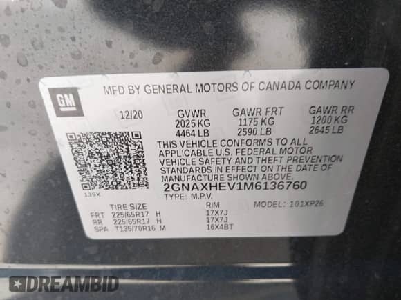 2021 Chevrolet Equinox LS z VIN 2GNAXHEV1M6136760, wystawiony jako IAAI lot #43276426 z przebiegiem 74 766 mil mil oraz . Historia ofert i sprzedaży dostępna na DreamBid. Obrazek 9.