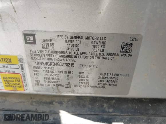2016 Chevrolet Traverse LT с VIN 1GNKVGKD4GJ273215, выставлен на аукционе IAAI как лот 43055075 с пробегом 103 647 миль миль и . История ставок и продаж доступна на DreamBid. Изображение 9.