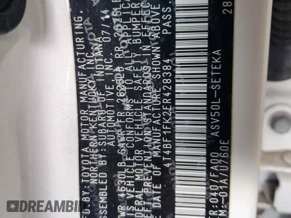 2014 Toyota Camry L with VIN 4T4BF1FK2ER428384, listed as a Copart auction lot 82722255 with 81,108 mi miles and Clean title. Bid and sale history available at DreamBid. Image 12.