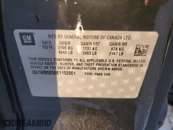 2014 Chevrolet Impala LT с VIN 2G1WB5E39E1152061, выставлен на аукционе Copart как лот 81653955 с пробегом 185 748 миль миль и Списание • Salvage title. История ставок и продаж доступна на DreamBid. Изображение 12.