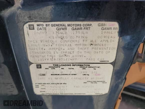 1989 Chevrolet Corvette с VIN 1G1YY3182K5122469, выставлен на аукционе Copart как лот 78359604 с пробегом Не указан миль и Списание • Salvage title. История ставок и продаж доступна на DreamBid. Изображение 12.