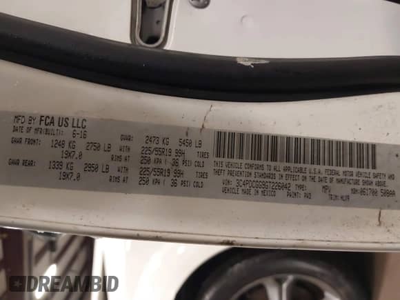 2016 Dodge Journey Crossroad Plus с VIN 3C4PDCGG9GT226042, выставлен на аукционе IAAI как лот 41456051 с пробегом 152 280 миль миль и . История ставок и продаж доступна на DreamBid. Изображение 9.