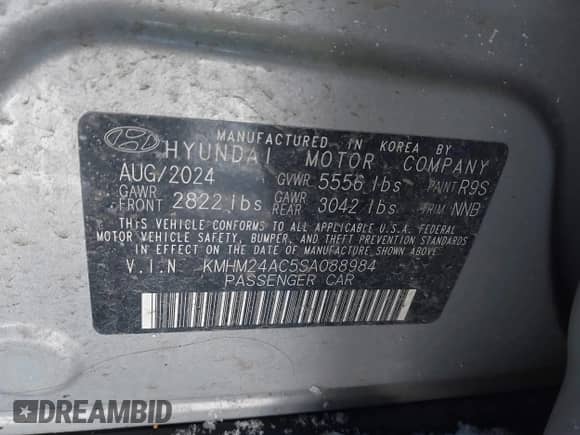 2025 Hyundai Ioniq 6 SE with VIN KMHM24AC5SA088984, listed as a IAAI auction lot 41613739 with 4,808 mi miles and . Bid and sale history available at DreamBid. Image 9.