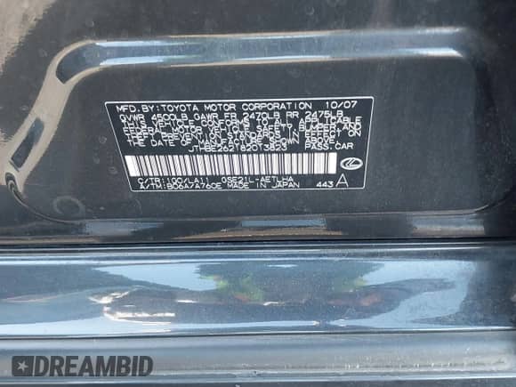 2008 Lexus IS 350 with VIN JTHBE262182013823, listed as a IAAI auction lot 42271498 with 140,335 mi miles and . Bid and sale history available at DreamBid. Image 9.