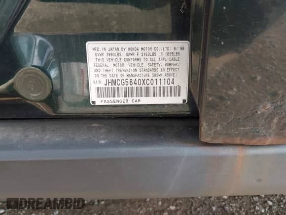 1999 Honda Accord LX с VIN JHMCG5640XC011104, выставлен на аукционе IAAI как лот 43345101 с пробегом 284 605 миль миль и . История ставок и продаж доступна на DreamBid. Изображение 9.