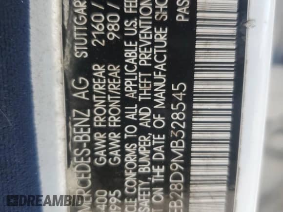 1991 Mercedes-Benz 300 с VIN WDBEB28D9MB328545, выставлен на аукционе Copart как лот 83767525 с пробегом 245 696 миль миль и Списание • Salvage title. История ставок и продаж доступна на DreamBid. Изображение 12.