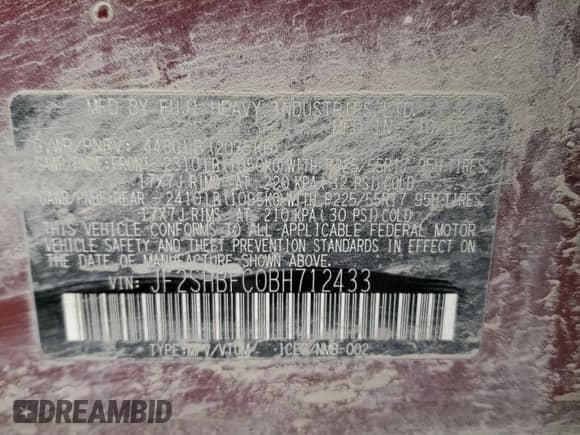 2011 Subaru Forester X Limited z VIN JF2SHBFC0BH712433, wystawiony jako Copart lot #45227035 z przebiegiem 110 852 mil mil oraz Szkoda całkowita • Salvage title. Historia ofert i sprzedaży dostępna na DreamBid. Obrazek 15.