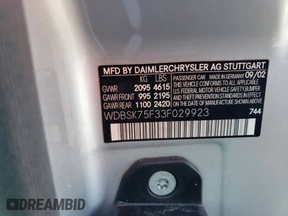 2003 Mercedes-Benz SL 500 z VIN WDBSK75F33F029923, wystawiony jako Copart lot #68968815 z przebiegiem 130 249 mil mil oraz Czysty tytuł • Clean title. Historia ofert i sprzedaży dostępna na DreamBid. Obrazek 12.