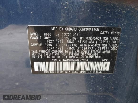 2019 Subaru Ascent Premium с VIN 4S4WMAHD7K3422968, выставлен на аукционе IAAI как лот 42607120 с пробегом 112 397 миль миль и . История ставок и продаж доступна на DreamBid. Изображение 9.