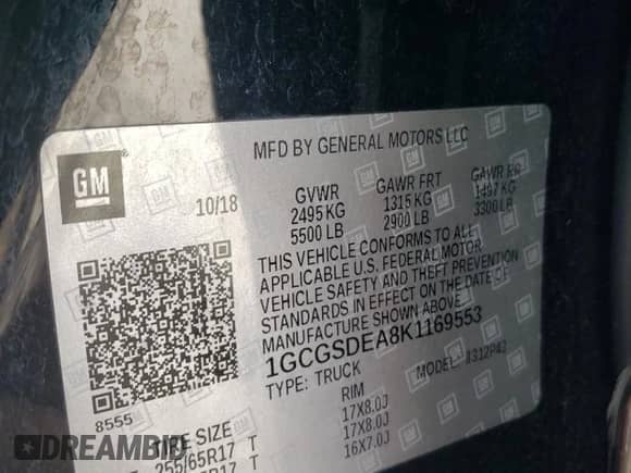 2019 Chevrolet Colorado 2WD Z71 with VIN 1GCGSDEA8K1169553, listed as a Copart auction lot 71304044 with 75,586 mi miles and Salvage title. Bid and sale history available at DreamBid. Image 12.