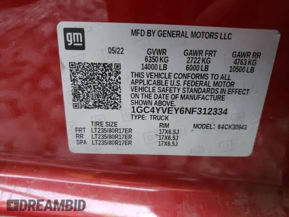 2022 Chevrolet Silverado 3500HD High Country с VIN 1GC4YVEY6NF312334, выставлен на аукционе Copart как лот 68322584 с пробегом 79 766 миль миль и На запчасти • Non repairable. История ставок и продаж доступна на DreamBid. Изображение 12.