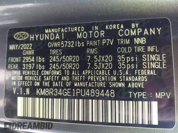 2023 Hyundai Palisade XRT с VIN KM8R34GE1PU489448, выставлен на аукционе IAAI как лот 43159108 с пробегом 71 891 миль миль и . История ставок и продаж доступна на DreamBid. Изображение 9.