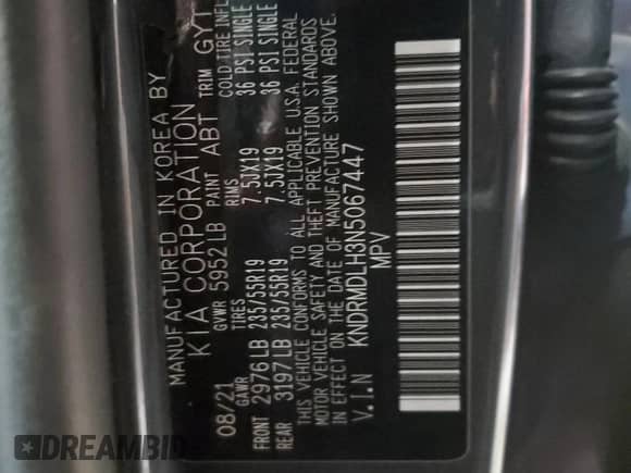 2022 Kia Sorento SX Prestige with VIN KNDRMDLH3N5067447, listed as a Copart auction lot 89146115 with 67,148 mi miles and Non repairable. Bid and sale history available at DreamBid. Image 15.