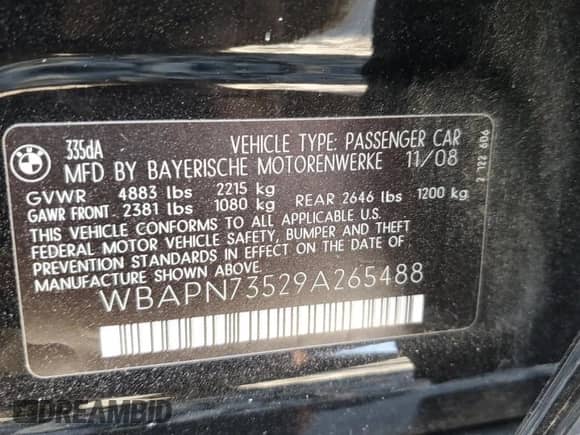 2009 BMW 3 Series 335d с VIN WBAPN73529A265488, выставлен на аукционе Copart как лот 59189545 с пробегом 89 046 миль миль и Списание • Salvage title. История ставок и продаж доступна на DreamBid. Изображение 13.