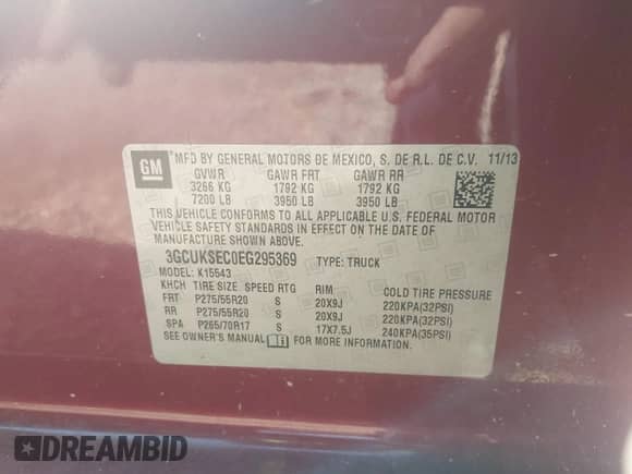 2014 Chevrolet Silverado 1500 LTZ с VIN 3GCUKSEC0EG295369, выставлен на аукционе IAAI как лот 42277116 с пробегом 152 996 миль миль и . История ставок и продаж доступна на DreamBid. Изображение 9.