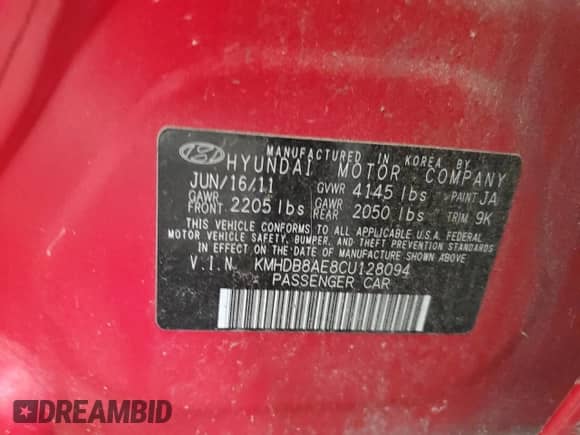 2012 Hyundai Elantra GLS z VIN KMHDB8AE8CU128094, wystawiony jako Copart lot #81259805 z przebiegiem 148 151 mil mil oraz Szkoda całkowita • Salvage title. Historia ofert i sprzedaży dostępna na DreamBid. Obrazek 12.