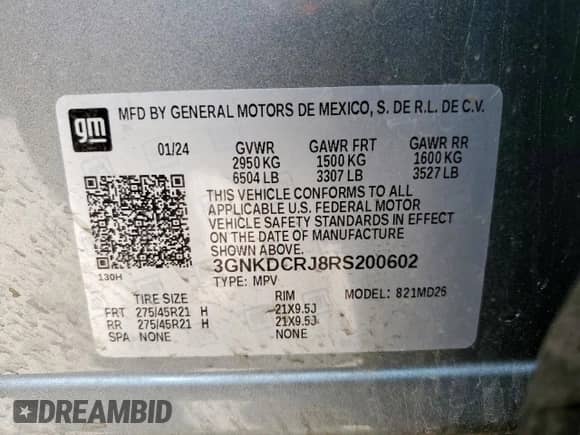 2024 Chevrolet Blazer EV eAWD RS с VIN 3GNKDCRJ8RS200602, выставлен на аукционе Copart как лот 59041235 с пробегом 16 068 миль миль и Списание • Salvage title. История ставок и продаж доступна на DreamBid. Изображение 13.