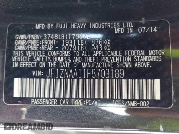 2015 Scion FR-S with VIN JF1ZNAA11F8703189, listed as a IAAI auction lot 42278901 with 178,449 mi miles and . Bid and sale history available at DreamBid. Image 9.