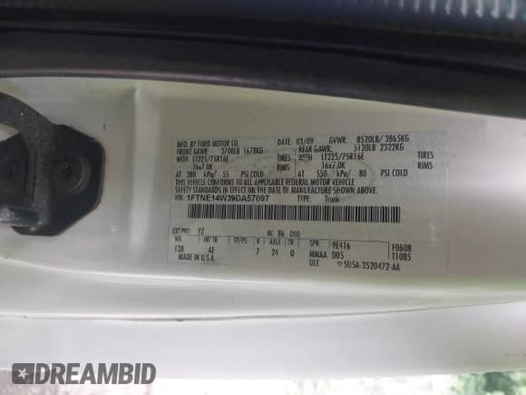 2009 Ford Econoline Cargo Commercial с VIN 1FTNE14W39DA57097, выставлен на аукционе IAAI как лот 42723833 с пробегом 242 329 миль миль и . История ставок и продаж доступна на DreamBid. Изображение 9.