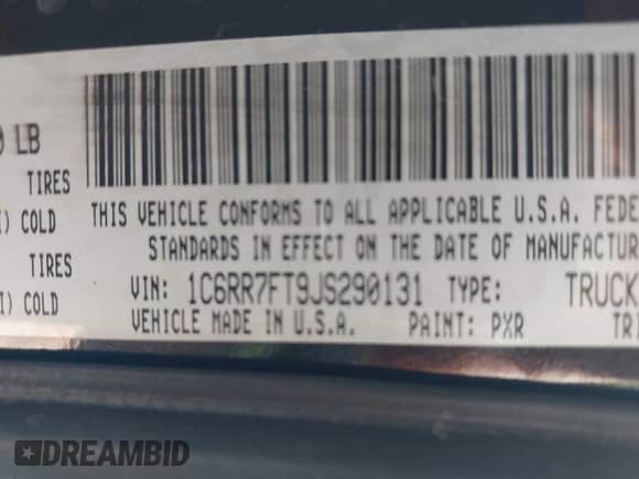 2018 Ram 1500 Express с VIN 1C6RR7FT9JS290131, выставлен на аукционе IAAI как лот 42377820 с пробегом 56 442 миль миль и . История ставок и продаж доступна на DreamBid. Изображение 9.