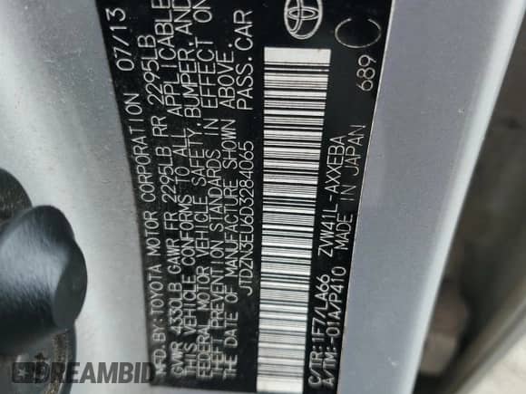 2013 Toyota Prius Five with VIN JTDZN3EU6D3284065, listed as a Copart auction lot 82245315 with 143,578 mi miles and Clean title. Bid and sale history available at DreamBid. Image 12.