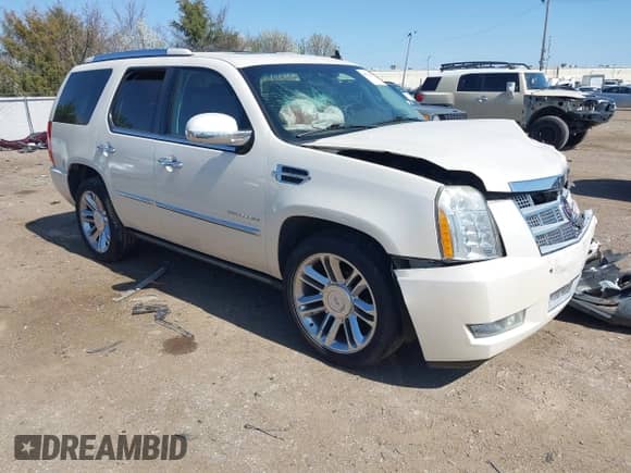 2010 Cadillac Escalade Platinum Edition with VIN 1GYUKDEF3AR151907, listed as a IAAI auction lot 41775629 with 169,665 mi miles and . Bid and sale history available at DreamBid. Image 1.