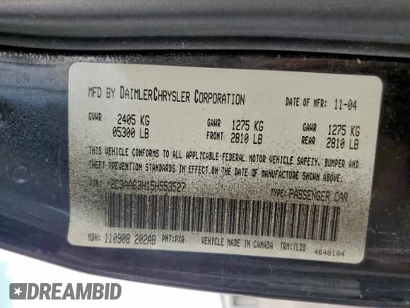 2005 Chrysler 300 C with VIN 2C3AA63H15H553527, listed as a Copart auction lot 80713995 with 159,393 mi miles and Salvage title. Bid and sale history available at DreamBid. Image 13.