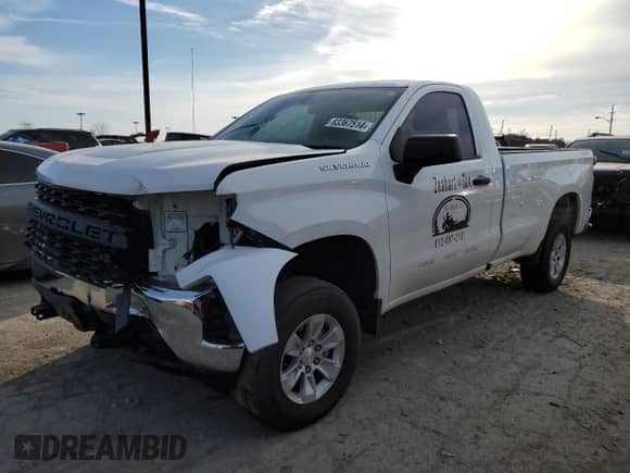 2019 Chevrolet Silverado 1500 Work Truck z VIN 3GCNYAEF1KG191007, wystawiony jako Copart lot #83367514 z przebiegiem 49 328 mil mil oraz Szkoda całkowita • Salvage title. Historia ofert i sprzedaży dostępna na DreamBid. Obrazek 1.