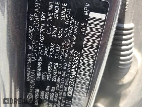 2021 Hyundai Kona Ultimate with VIN KM8K53A53MU608952, listed as a Copart auction lot 62209685 with 56,201 mi miles and Salvage title. Bid and sale history available at DreamBid. Image 12.