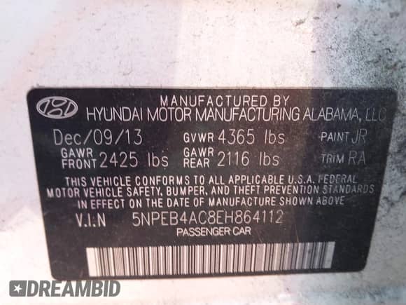 2014 Hyundai Sonata GLS z VIN 5NPEB4AC8EH864112, wystawiony jako IAAI lot #43475744 z przebiegiem 135 827 mil mil oraz . Historia ofert i sprzedaży dostępna na DreamBid. Obrazek 9.