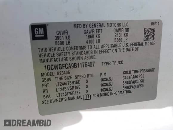 2011 Chevrolet Express Cargo с VIN 1GCWGFCA9B1176457, выставлен на аукционе IAAI как лот 42871323 с пробегом 296 406 миль миль и . История ставок и продаж доступна на DreamBid. Изображение 9.