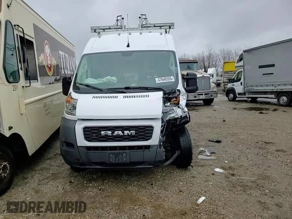 2021 Ram ProMaster Cargo with VIN 3C6LRVBG4ME515307, listed as a Copart auction lot 47648355 with 42,220 mi miles and Salvage title. Bid and sale history available at DreamBid. Image 14.