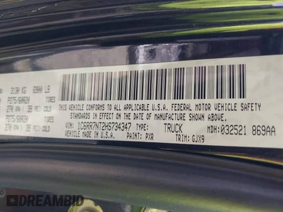 2017 Ram 1500 Laramie с VIN 1C6RR7NT2HS734347, выставлен на аукционе IAAI как лот 42486680 с пробегом 140 091 миль миль и . История ставок и продаж доступна на DreamBid. Изображение 9.