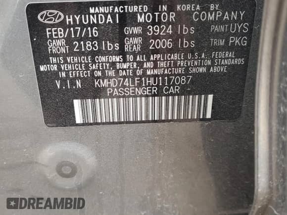 2017 Hyundai Elantra SE with VIN KMHD74LF1HU117087, listed as a Copart auction lot 84481565 with 125,133 mi miles and Clean title. Bid and sale history available at DreamBid. Image 12.