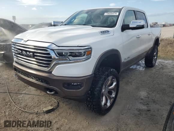 2023 Ram 1500 Longhorn with VIN 1C6SRFKTXPN528772, listed as a Copart auction lot 75635474 with 17,359 mi miles and Non repairable. Bid and sale history available at DreamBid. Image 1.