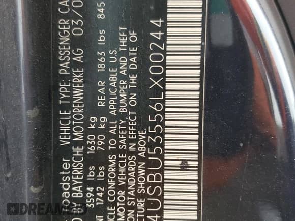 2006 BMW Z4 3.0si z VIN 4USBU53556LX00244, wystawiony jako Copart lot #59361275 z przebiegiem 230 881 mil mil oraz Szkoda całkowita • Salvage title. Historia ofert i sprzedaży dostępna na DreamBid. Obrazek 13.