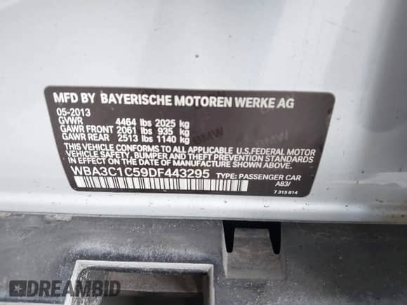 2013 BMW 3 Series 328i с VIN WBA3C1C59DF443295, выставлен на аукционе IAAI как лот 43312935 с пробегом 210 186 миль миль и . История ставок и продаж доступна на DreamBid. Изображение 9.