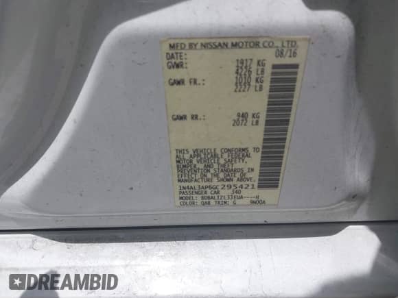 2016 Nissan Altima SR z VIN 1N4AL3AP6GC295421, wystawiony jako IAAI lot #42672122 z przebiegiem 139 563 mil mil oraz . Historia ofert i sprzedaży dostępna na DreamBid. Obrazek 9.