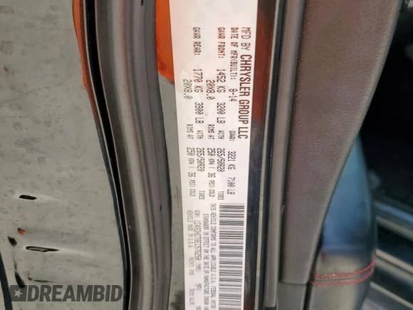 2014 Dodge Durango R/T with VIN 1C4SDHCT8EC576250, listed as a Copart auction lot 68128185 with 170,828 mi miles and Clean title. Bid and sale history available at DreamBid. Image 13.