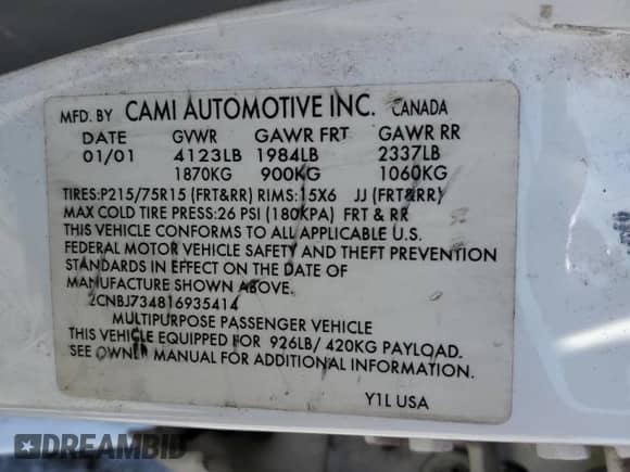 2001 Chevrolet Tracker ZR2 с VIN 2CNBJ734816935414, выставлен на аукционе Copart как лот 54877235 с пробегом 117 483 миль миль и Списание • Salvage title. История ставок и продаж доступна на DreamBid. Изображение 13.