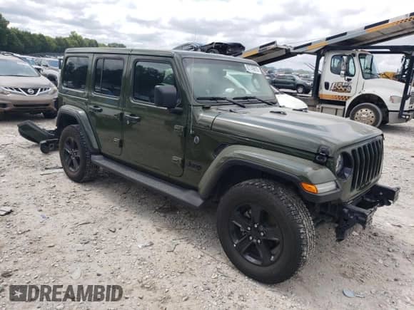 2021 Jeep Wrangler Unlimited Sahara Altitude with VIN 1C4HJXEG2MW605137, listed as a Copart auction lot 67749615 with 66,869 mi miles and Salvage title. Bid and sale history available at DreamBid. Image 4.