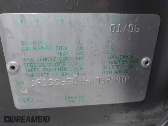 2006 Subaru Forester X с VIN JF1SG65646H752840, выставлен на аукционе IAAI как лот 41192138 с пробегом 160 868 миль миль и . История ставок и продаж доступна на DreamBid. Изображение 9.