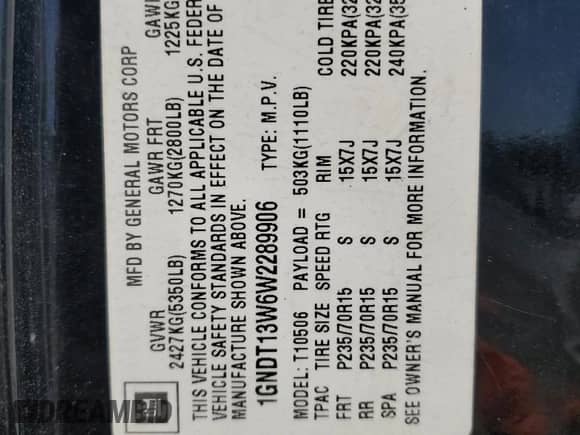 1998 Chevrolet Blazer LT z VIN 1GNDT13W6W2289906, wystawiony jako Copart lot #45766225 z przebiegiem 128 499 mil mil oraz Czysty tytuł • Clean title. Historia ofert i sprzedaży dostępna na DreamBid. Obrazek 15.