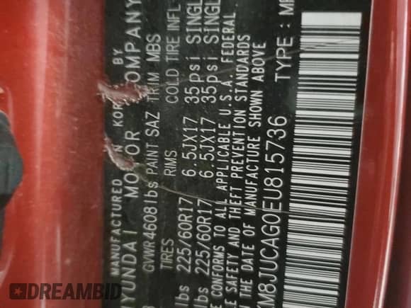 2014 Hyundai Tucson Walking Dead Edition z VIN KM8JUCAG0EU815736, wystawiony jako Copart lot #81373953 z przebiegiem Nie podano mil oraz Szkoda całkowita • Salvage title. Historia ofert i sprzedaży dostępna na DreamBid. Obrazek 12.