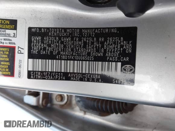 2013 Toyota Camry LE z VIN 4T1BD1FK1DU065025, wystawiony jako IAAI lot #42749481 z przebiegiem 88 374 mil mil oraz . Historia ofert i sprzedaży dostępna na DreamBid. Obrazek 9.