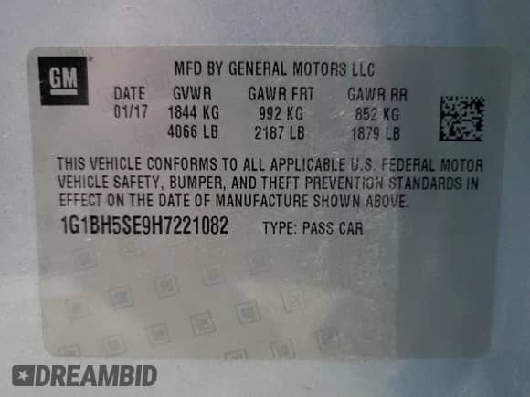 2017 Chevrolet Cruze LT с VIN 1G1BH5SE9H7221082, выставлен на аукционе Copart как лот 60554005 с пробегом 151 235 миль миль и Чистый • Clean title. История ставок и продаж доступна на DreamBid. Изображение 12.