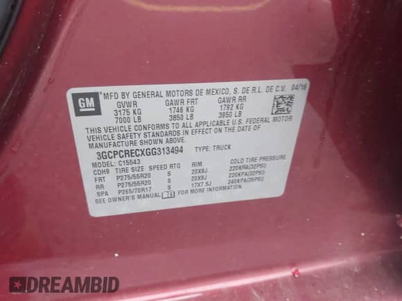 2016 Chevrolet Silverado 1500 LT z VIN 3GCPCRECXGG313494, wystawiony jako IAAI lot #43310056 z przebiegiem 162 696 mil mil oraz . Historia ofert i sprzedaży dostępna na DreamBid. Obrazek 9.