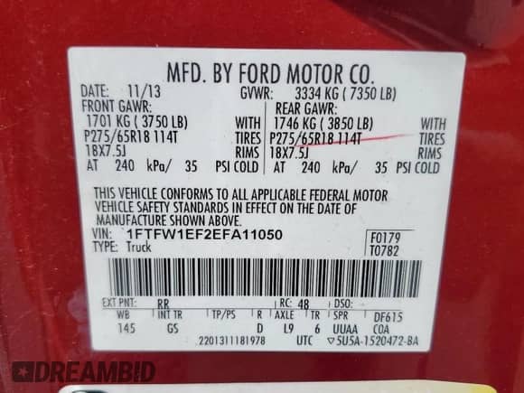 2014 Ford F-150 XLT with VIN 1FTFW1EF2EFA11050, listed as a Copart auction lot 86059055 with 330,908 mi miles and Salvage title. Bid and sale history available at DreamBid. Image 12.