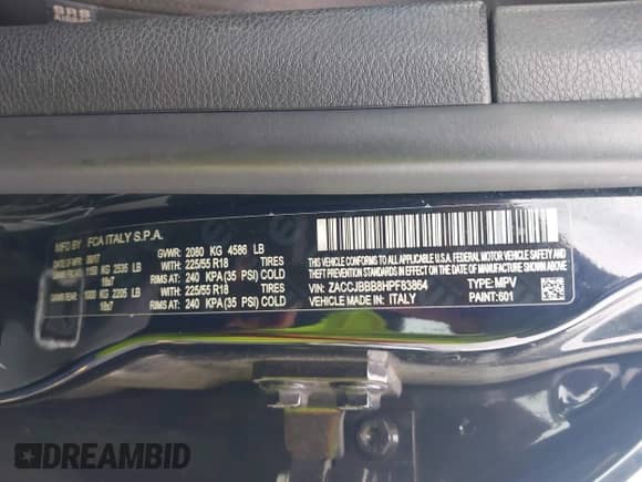 2017 Jeep Renegade Altitude z VIN ZACCJBBB8HPF83864, wystawiony jako IAAI lot #42392202 z przebiegiem 115 648 mil mil oraz . Historia ofert i sprzedaży dostępna na DreamBid. Obrazek 9.