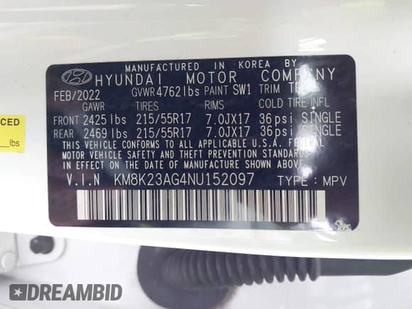 2022 Hyundai Kona SEL z VIN KM8K23AG4NU152097, wystawiony jako IAAI lot #41789194 z przebiegiem 71 201 mil mil oraz . Historia ofert i sprzedaży dostępna na DreamBid. Obrazek 9.